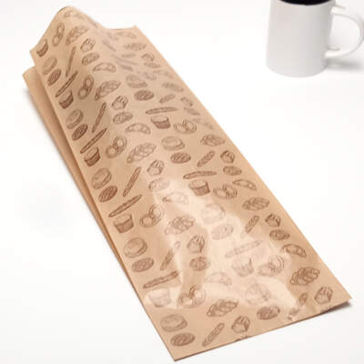 Bolsa papel Kraft de 14+6X55 para 2 baguette, Impresión Panadería. (1.000u.)