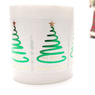 Etiqueta adhesiva "Mi deseo, Felices Fiestas" Arbre Castellà (250u.)