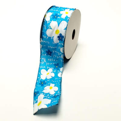 Cinta Textil Margaritas de 60mm x 20m. Color Azul