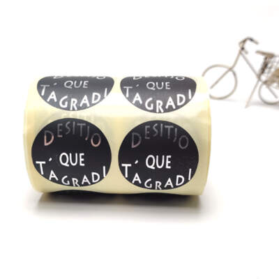 Etiqueta Adhesiva "Desitjo que t'agradi" Català. Negre (500u.)