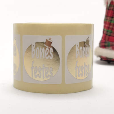 Etiqueta adhesiva "Bones Festes" català. Bola (500u.)