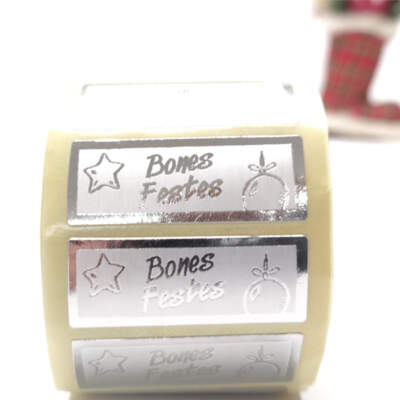 Etiqueta adhesiva " Bones Festes"  Català, Bola i Estrella. (500u.)